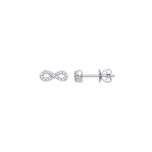 9ct White Gold Infinity 0.15ctw Diamond Studs