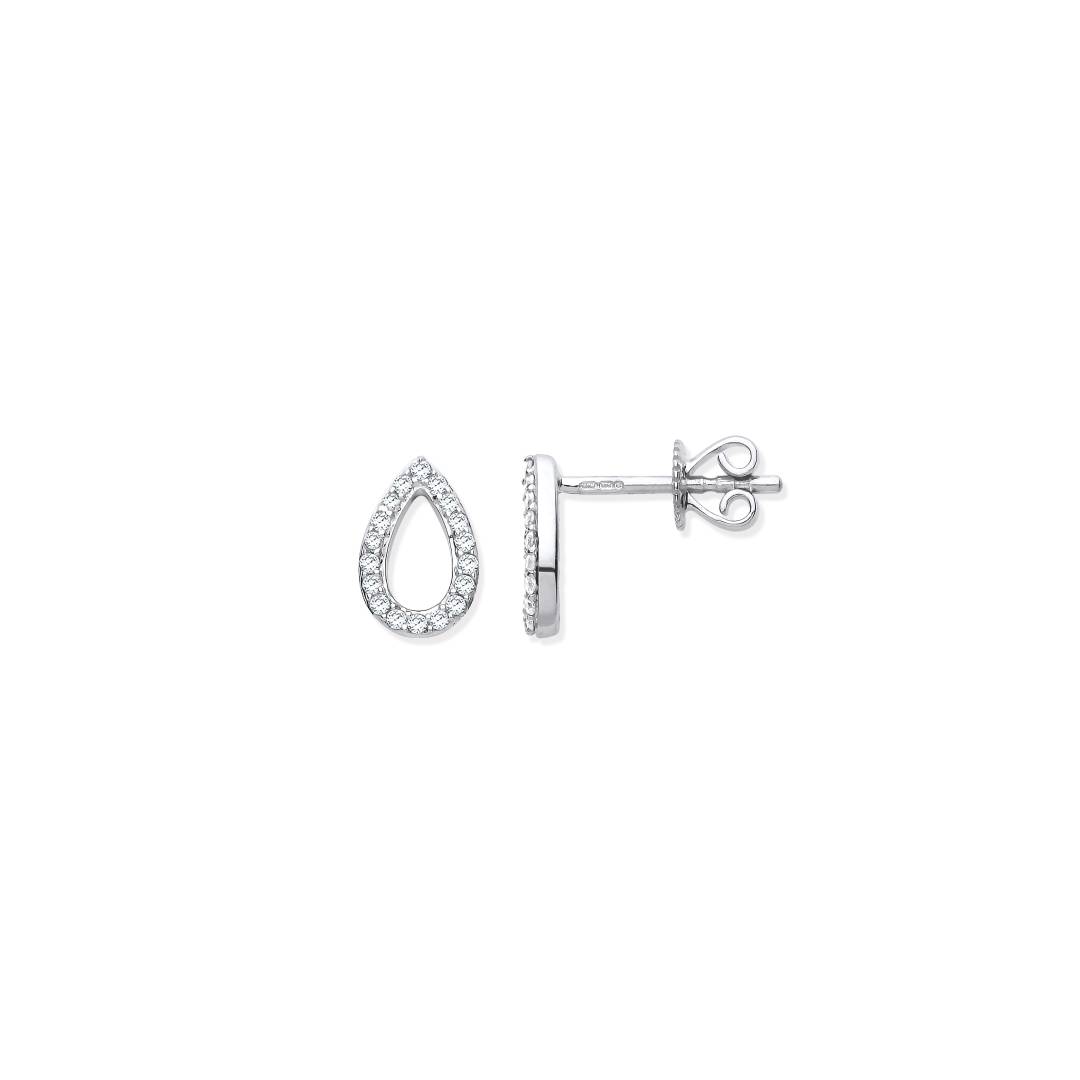 9ct White Gold Teardrop 0.15ctw Diamond Studs