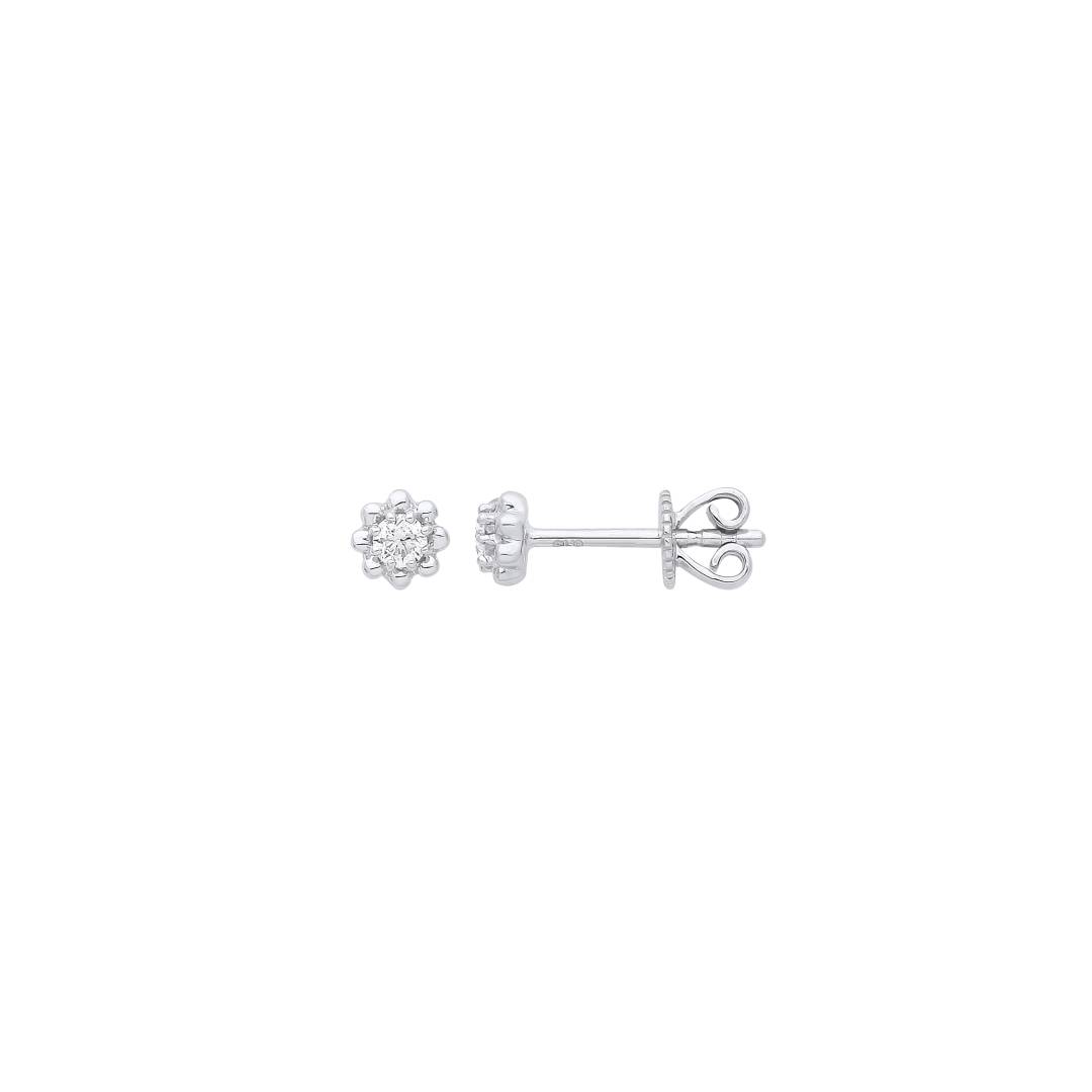 9ct White Gold 0.13ct Diamond Stud Earring