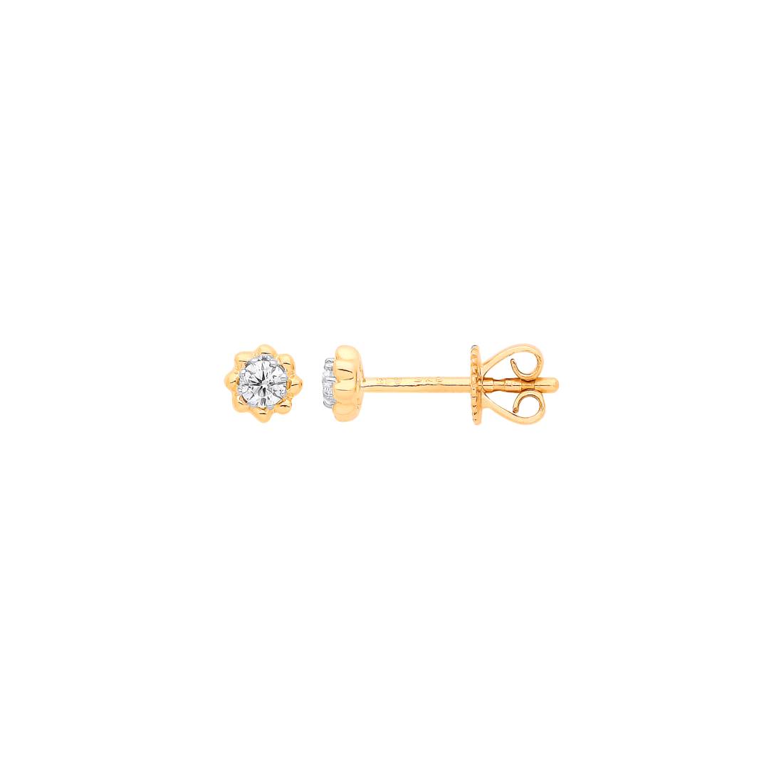 9ct Yellow Gold 0.13ct Diamond Stud Earring