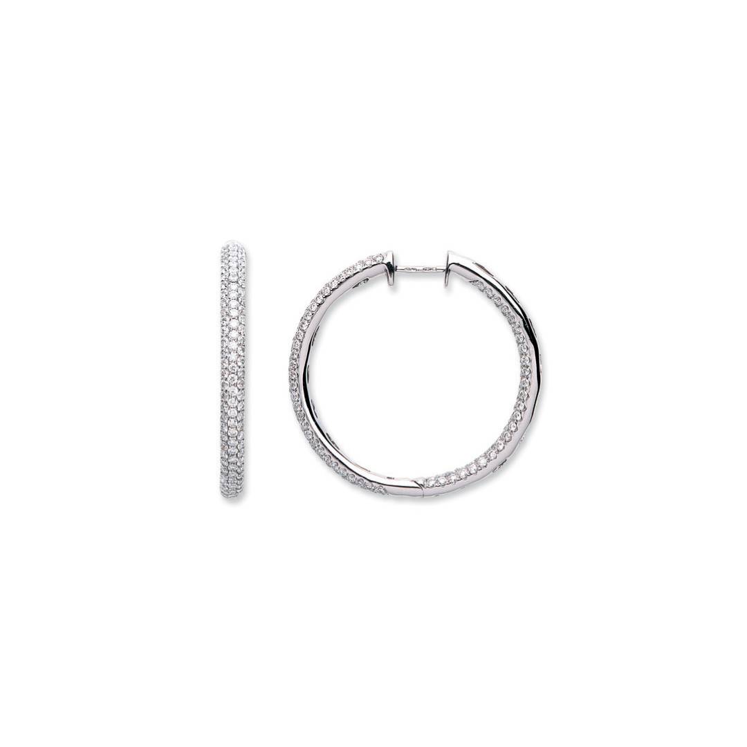 18Ct White Gold 2.30ct Diamond Hoop Earrings