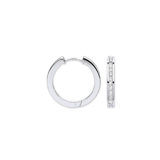 9ct White Gold 0.50ct Diamond Hoop Earrings