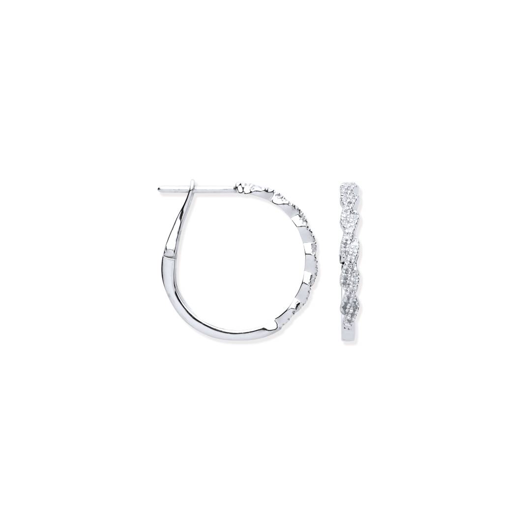 9ct White Gold 0.20ctw Twist Hoop Earrings