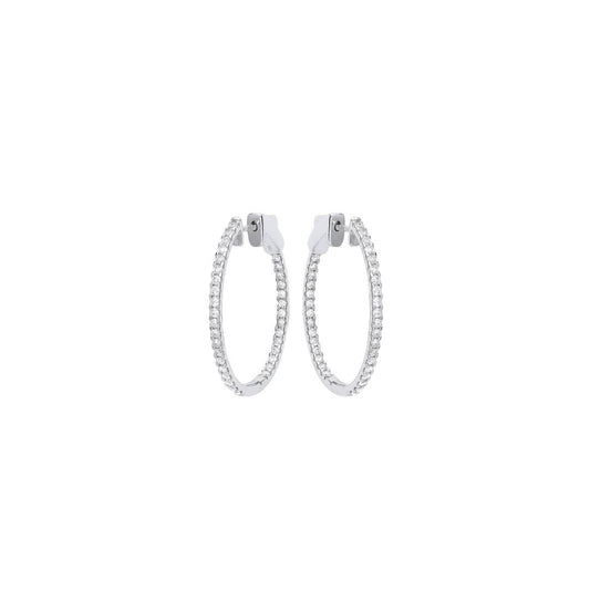 18ct WG 1.27ctw Diamond Set Inside & Outside Oval Hoops