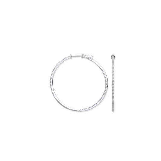 18ct WG Skinny Hoops Set with 0.72ctw Diamonds Inside & Outside