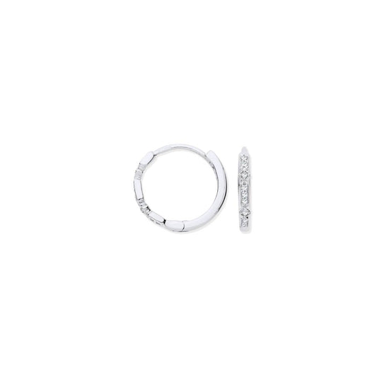 9ct White Gold Round 0.08ctw Diamond Hoops