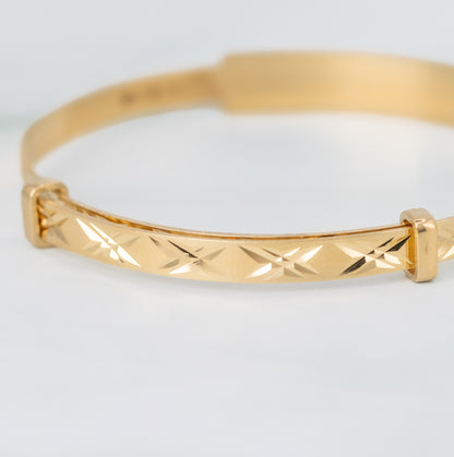 Solid 9ct Yellow Gold Baby Expandable ID Bangle
