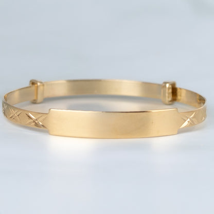 Solid 9ct Yellow Gold Baby Expandable ID Bangle
