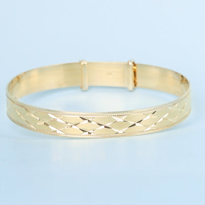 Solid 9ct Yellow Gold Baby / Kids 7mm Slave Bangle