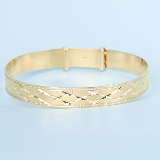 Solid 9ct Yellow Gold Baby / Kids 7mm Slave Bangle