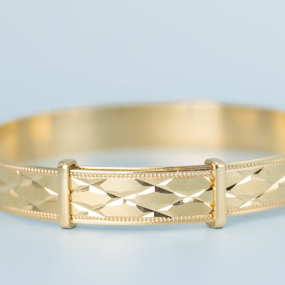 Solid 9ct Yellow Gold Baby / Kids 7mm Slave Bangle