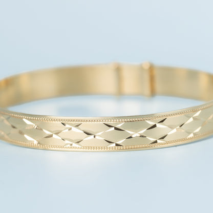 Solid 9ct Yellow Gold Baby / Kids 7mm Slave Bangle