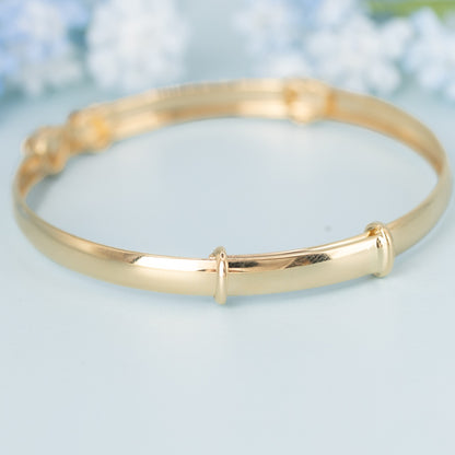 Solid 9ct Yellow Gold Floating Heart Baby / Kids Expandable Bangle