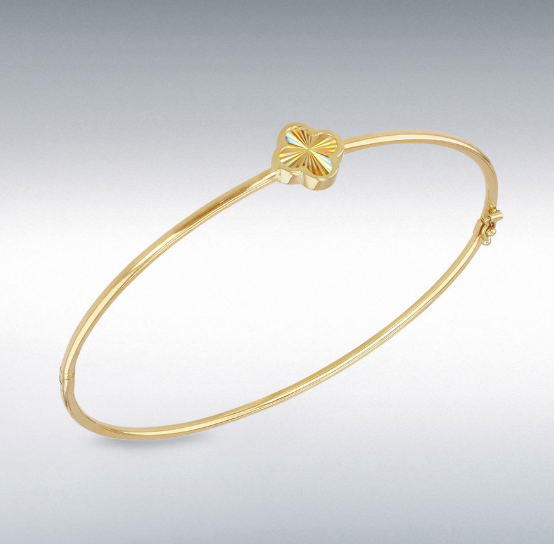 9ct Yellow Gold Rainbow Petal Bangle 6.5 - 7 Inches