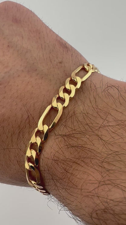 9ct Solid Gold Men’s Bracelet 8.5 INCH 7mm Fiagro - FULL UK HALLMARK & BOXED