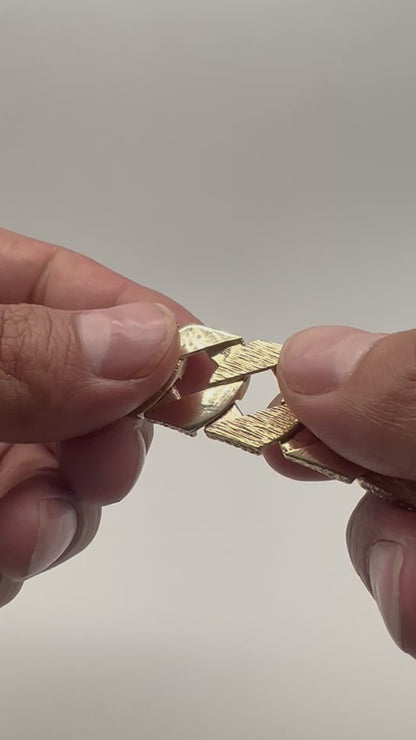 Solid 9ct Yellow Gold Chaps Bracelet - 22mm Wide - 8.5 Inch - Fully Hallmarked