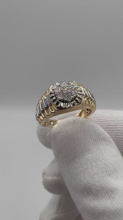 9ct Men’s Yellow & White Gold 0.50ct Diamond Ring - UK Size X - Fully Hallmarked