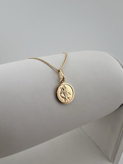 Solid 9ct Yellow Gold Small 10mm St Christopher Pendant
