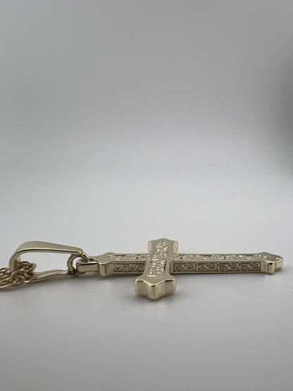 Solid 9ct Yellow Gold Cross Pendant UK Stock - Large Gold Cross