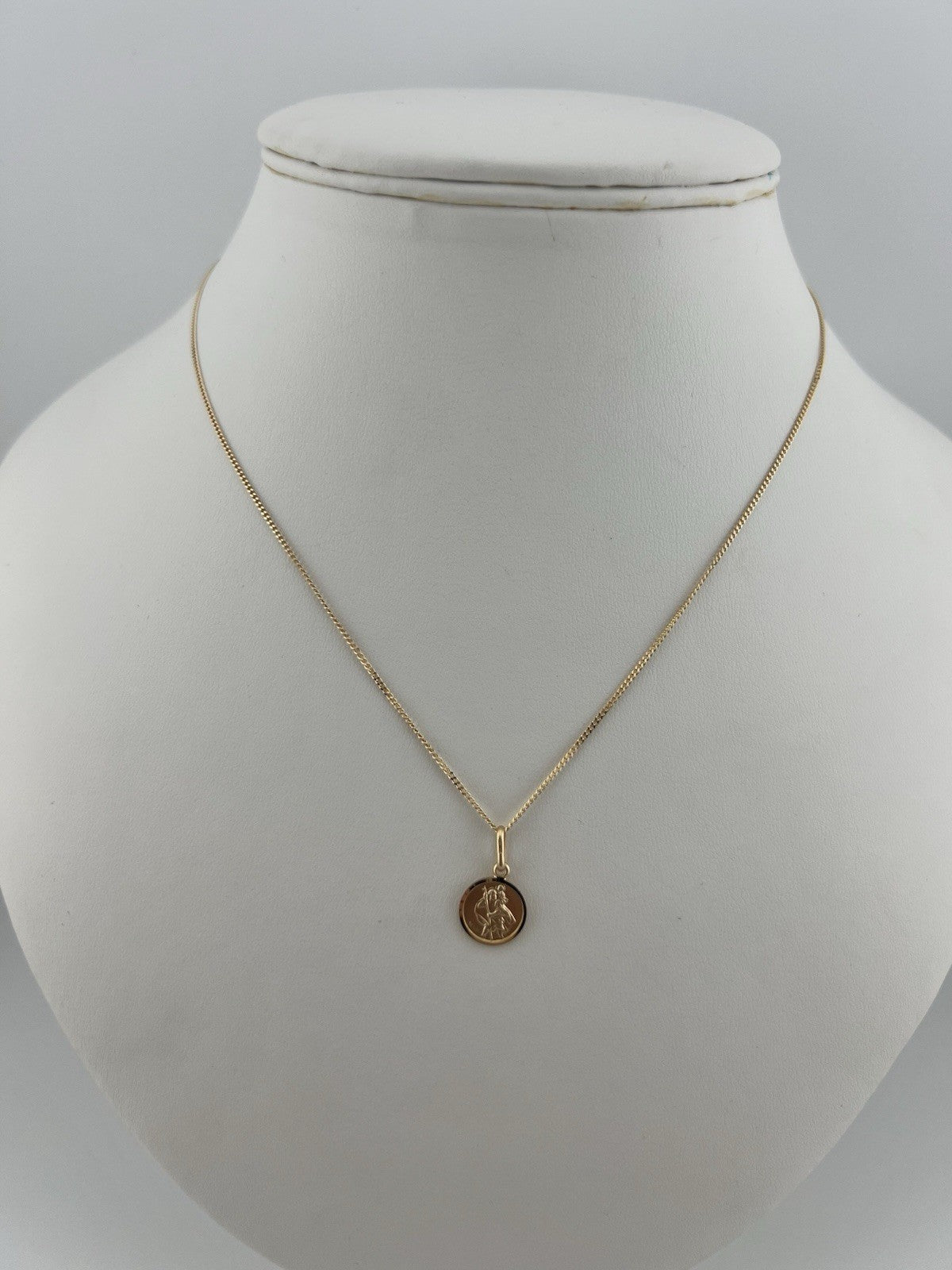 Solid 9ct Yellow Gold Small 10mm St Christopher Pendant