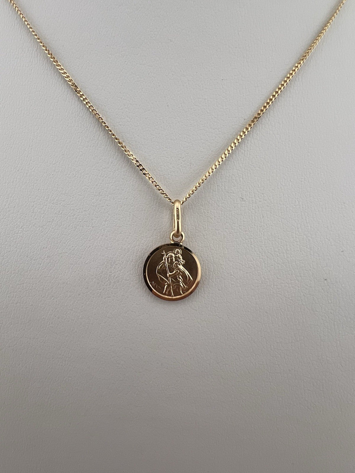 Solid 9ct Yellow Gold Small 10mm St Christopher Pendant