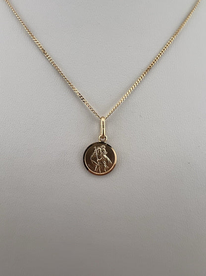 Solid 9ct Yellow Gold Small 10mm St Christopher Pendant