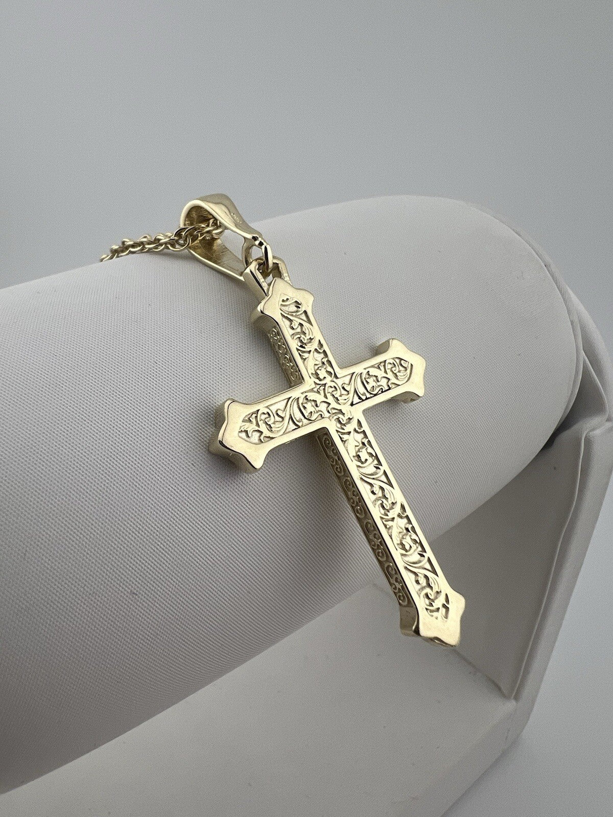 Solid 9ct Yellow Gold Cross Pendant UK Stock - Large Gold Cross