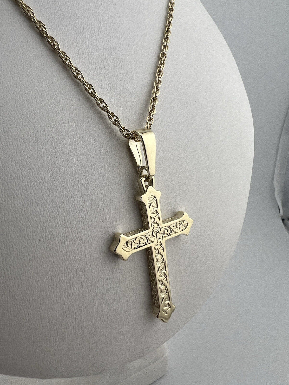 Solid 9ct Yellow Gold Cross Pendant UK Stock - Large Gold Cross